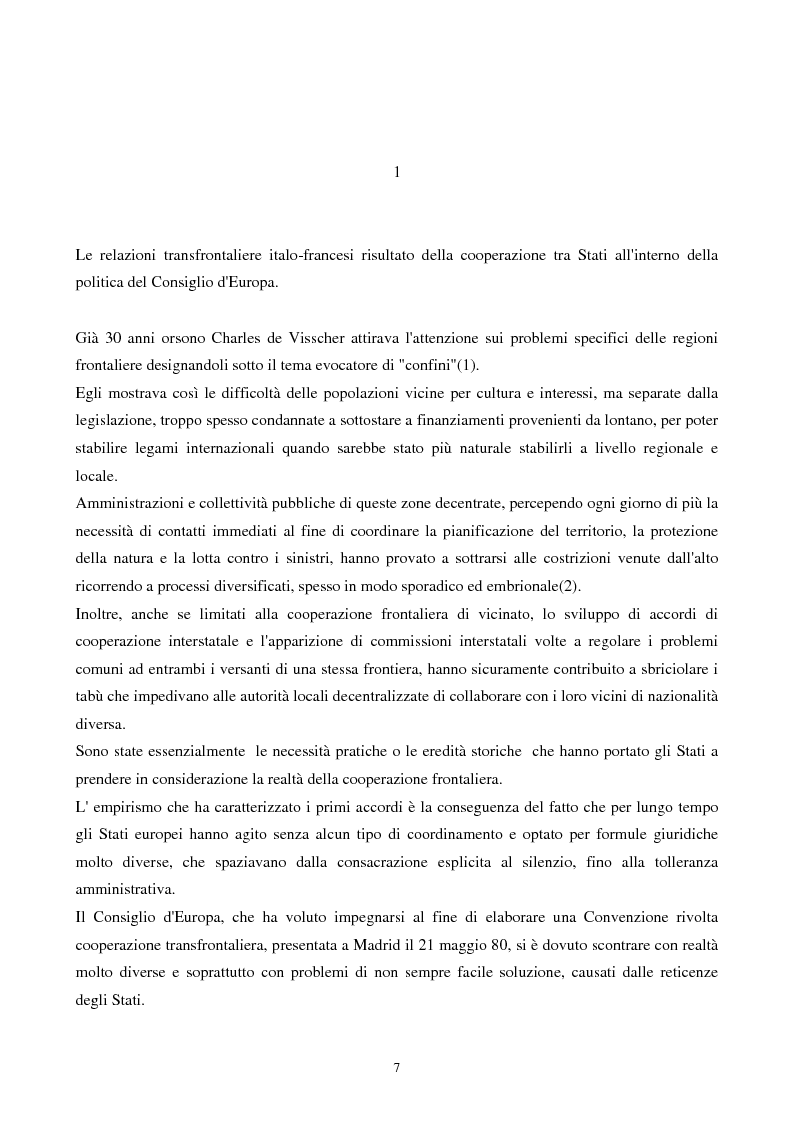 Anteprima della tesi: Gli strumenti giuridici per la cooperazione transfrontaliera italo-francese, Pagina 6