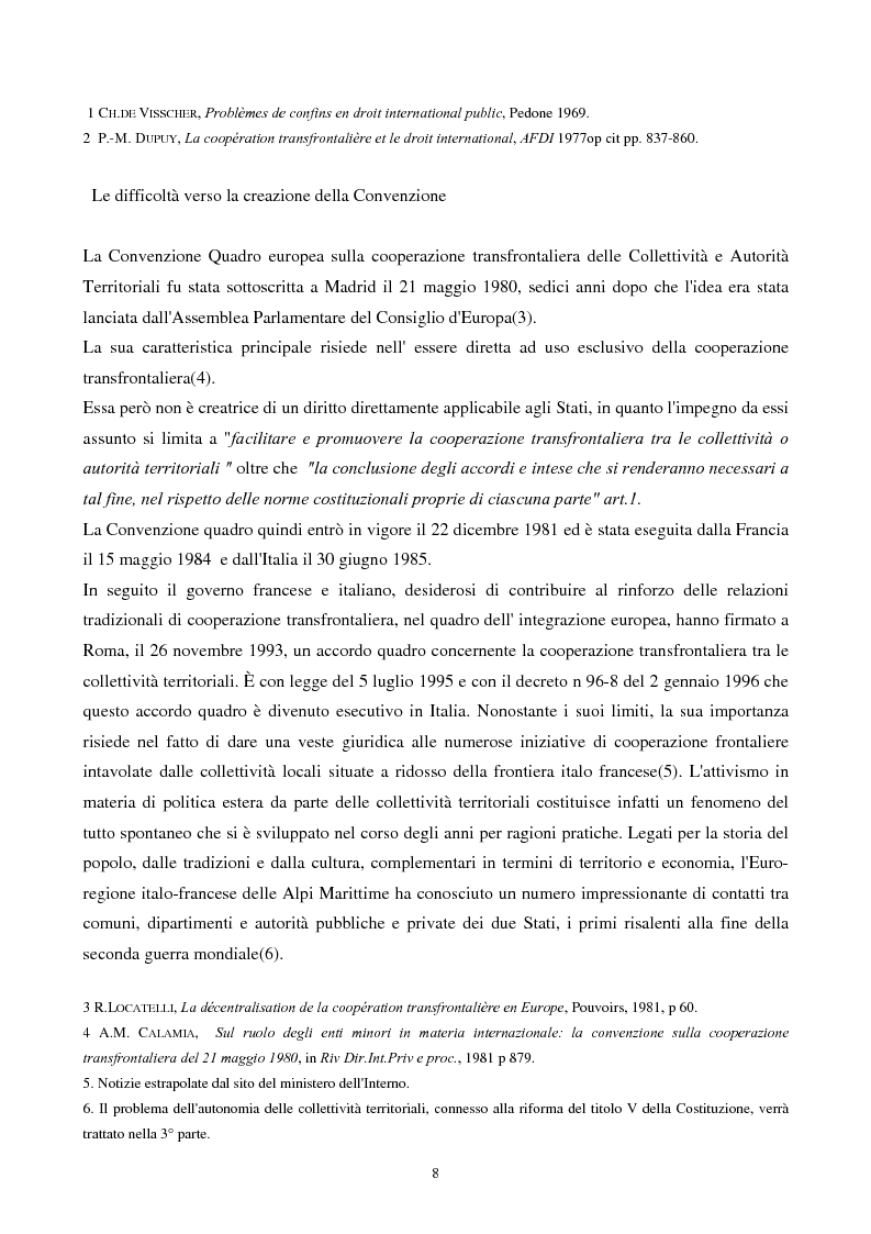 Anteprima della tesi: Gli strumenti giuridici per la cooperazione transfrontaliera italo-francese, Pagina 7