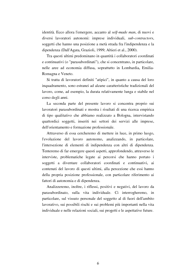 Anteprima della tesi: Mutamenti del lavoro tra dipendenza e autonomia. Un inquadramento teorico ed una ricerca in Emilia Romagna, Pagina 3