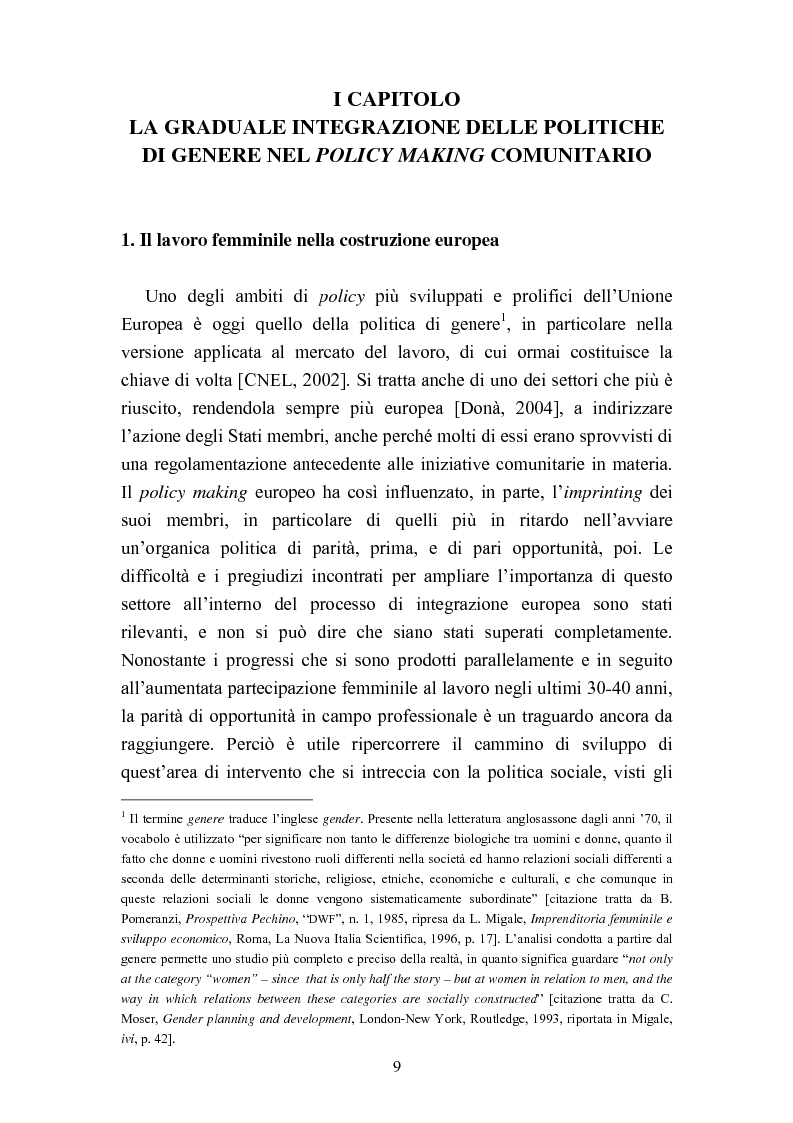 Anteprima della tesi: Le politiche del lavoro in un'ottica di genere, Pagina 3