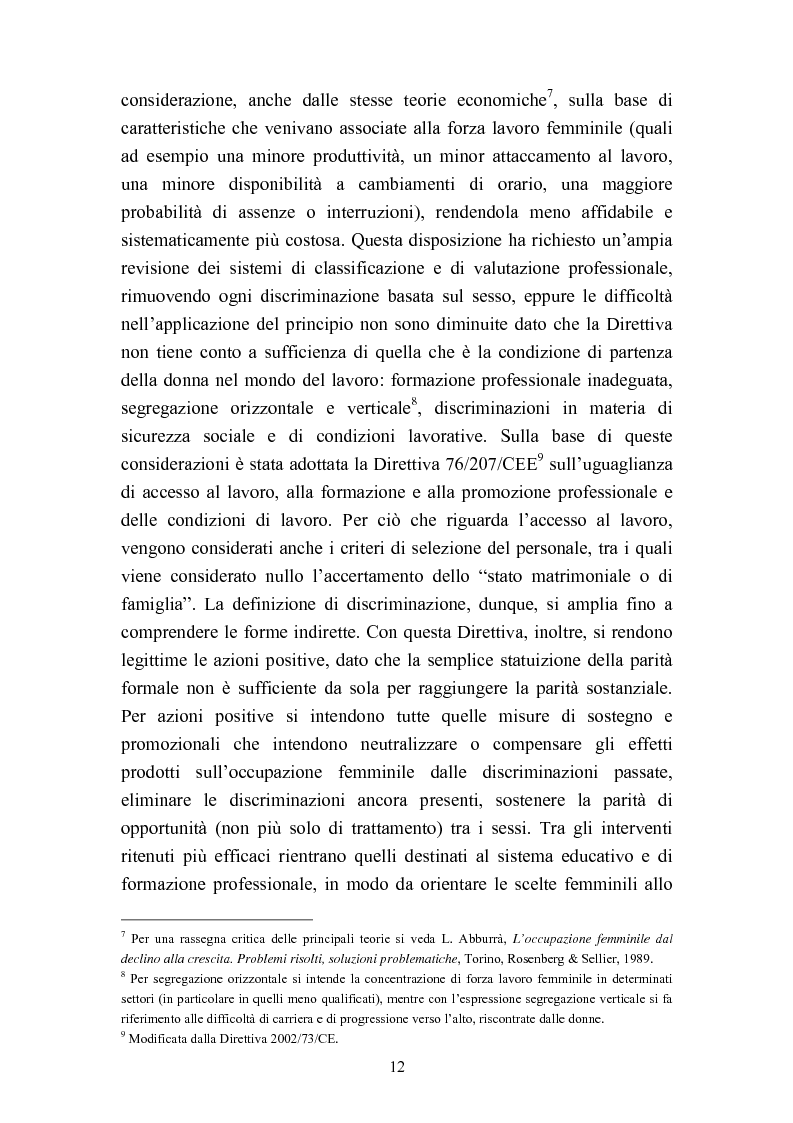 Anteprima della tesi: Le politiche del lavoro in un'ottica di genere, Pagina 6
