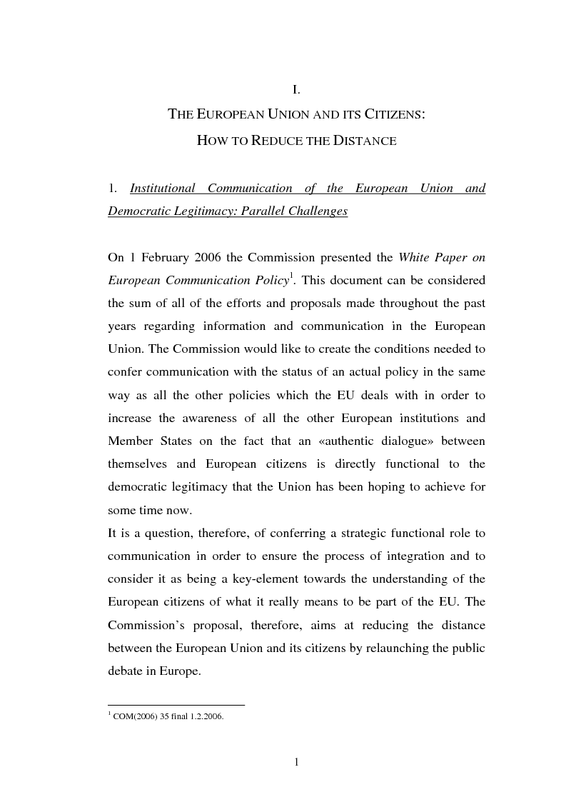 Anteprima della tesi: The Institutional Communication of the European Union, Pagina 3