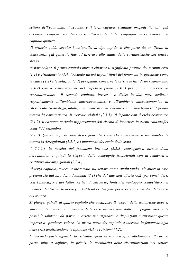 Anteprima della tesi: Fenomeni di crisi e ristrutturazione nel settore aereo: il caso Alitalia, Pagina 2