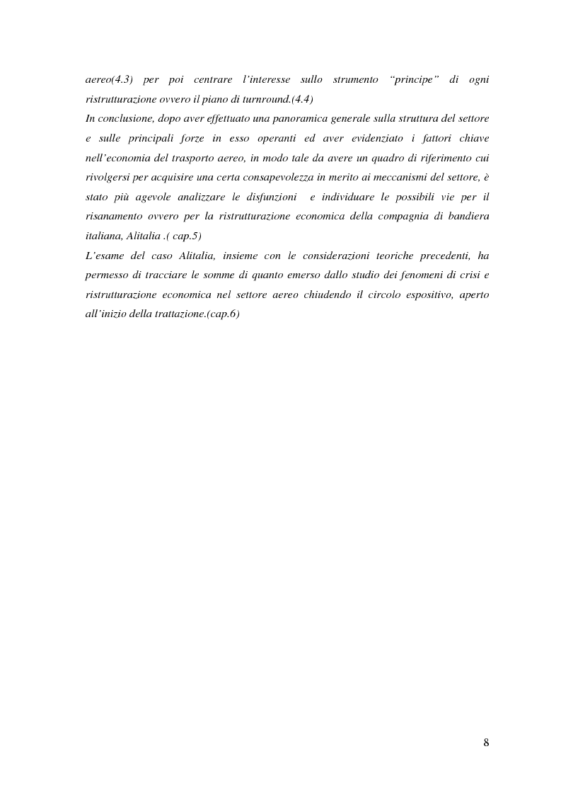 Anteprima della tesi: Fenomeni di crisi e ristrutturazione nel settore aereo: il caso Alitalia, Pagina 3