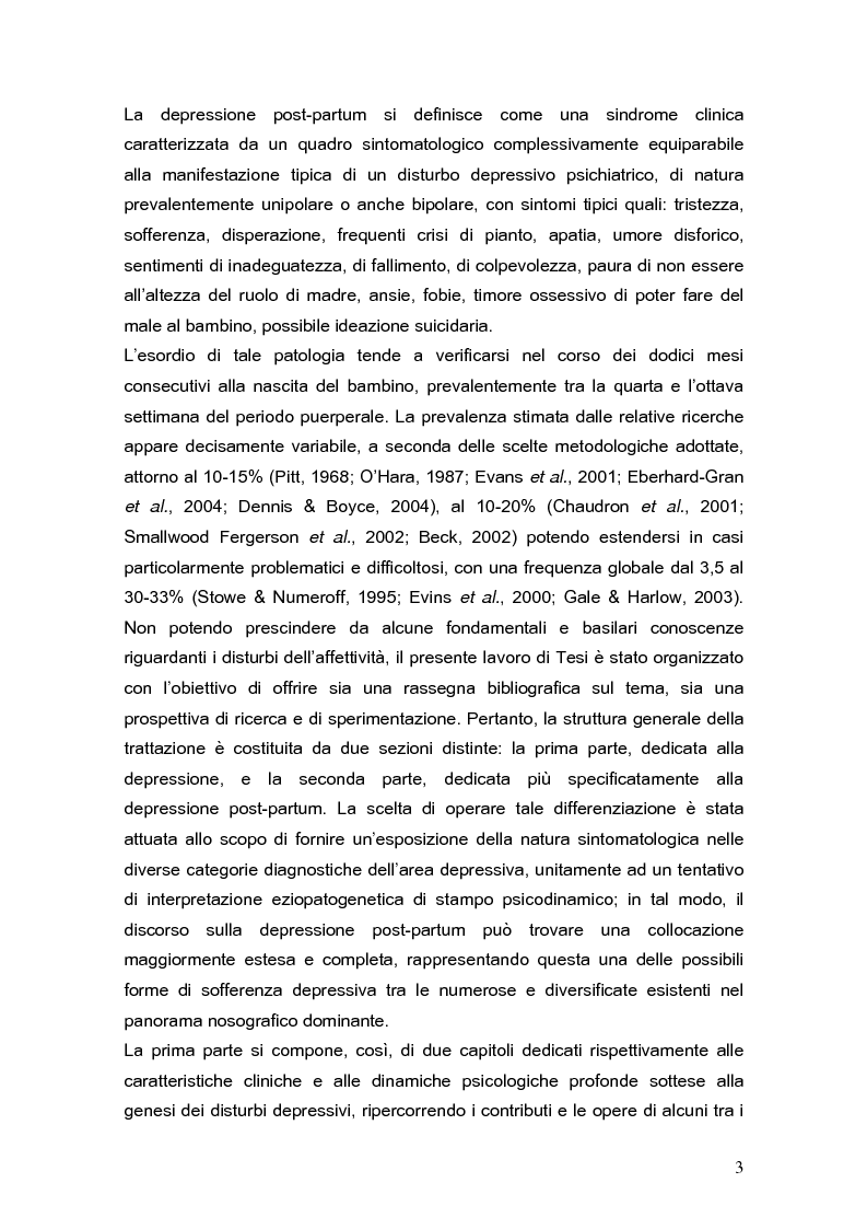 Anteprima della tesi: Psicodinamica della depressione post-partum: uno studio sulla prevalenza e sui fattori di rischio correlati, Pagina 3