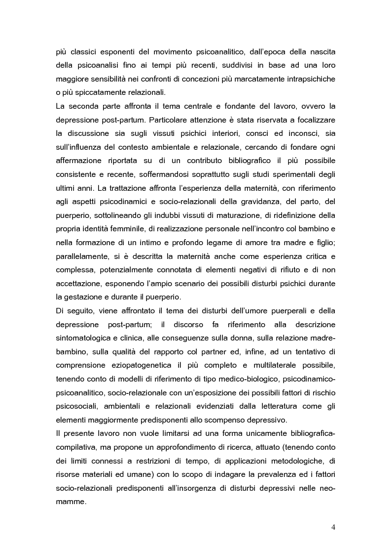Anteprima della tesi: Psicodinamica della depressione post-partum: uno studio sulla prevalenza e sui fattori di rischio correlati, Pagina 4