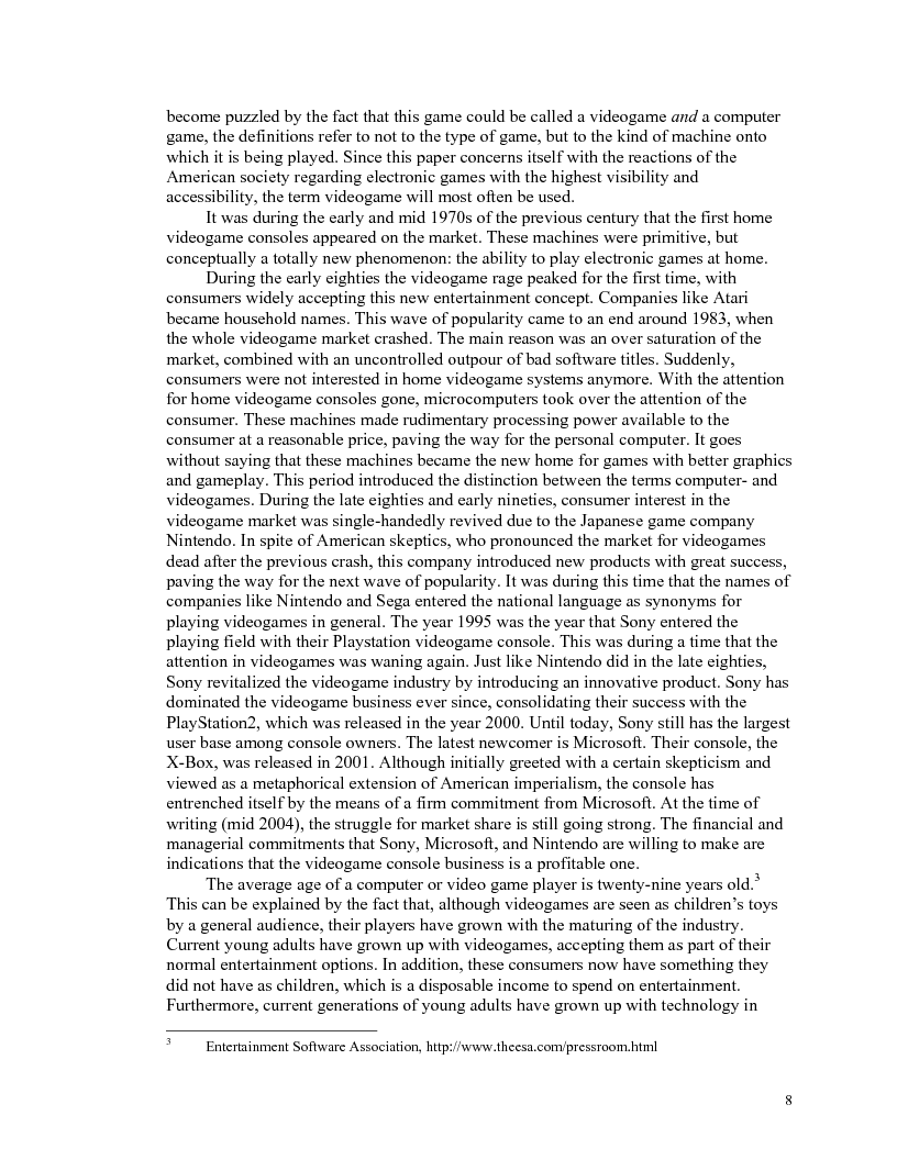 Anteprima della tesi: Videogames and American Society: America's disposition toward virtual environments and hyperreality, Pagina 3