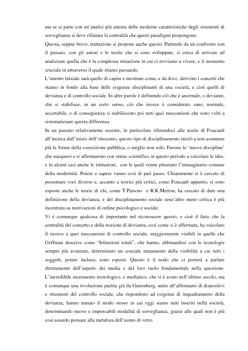 Anteprima della tesi: Società sorvegliata: i nuovi media, privacy e videosorveglianza come strumenti del controllo sociale, Pagina 2