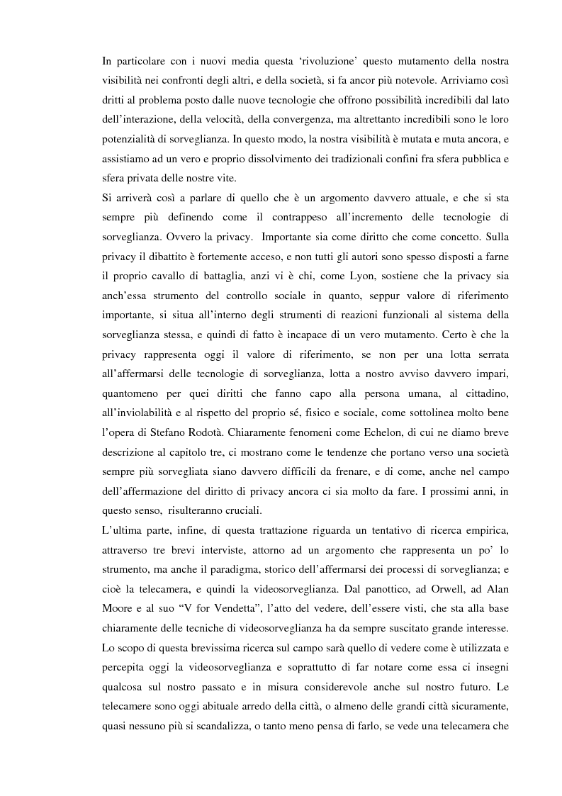 Anteprima della tesi: Società sorvegliata: i nuovi media, privacy e videosorveglianza come strumenti del controllo sociale, Pagina 3