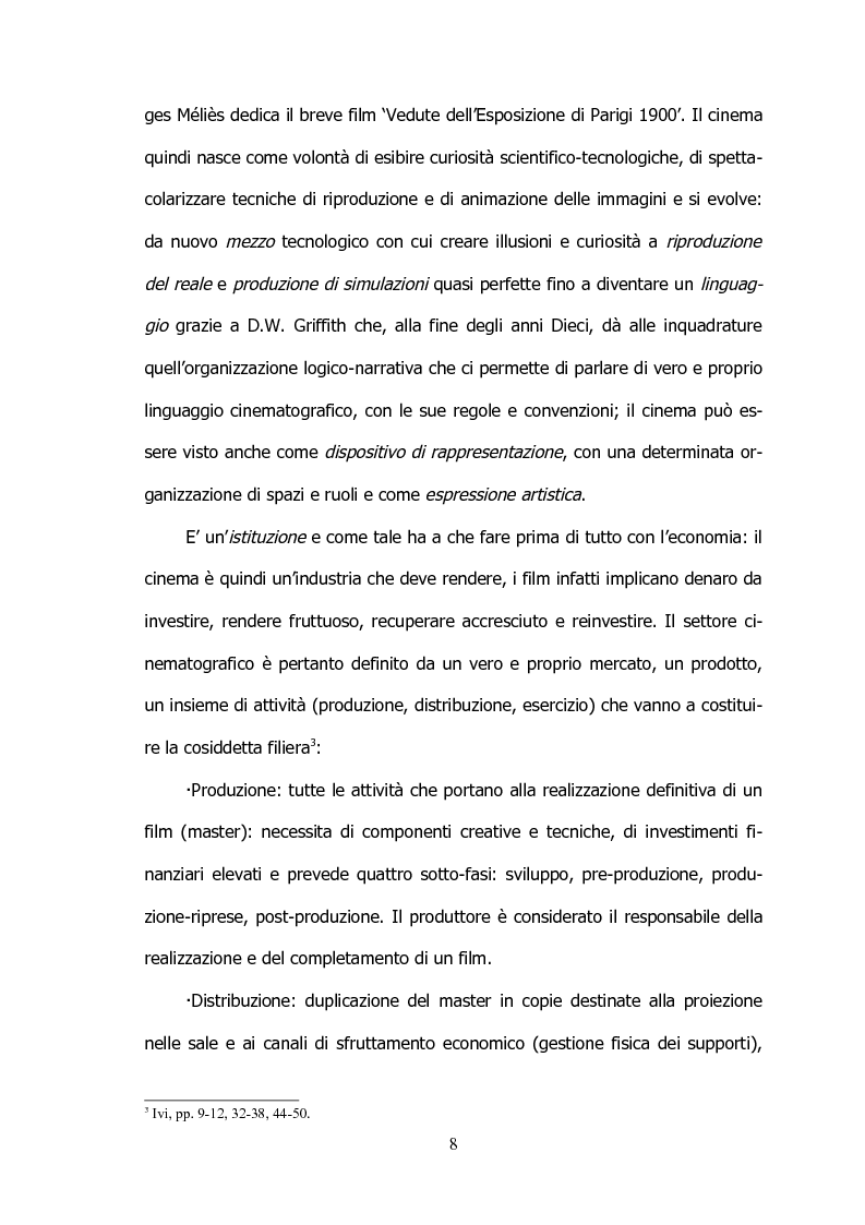 Anteprima della tesi: Il settore cinematografico italiano: prospettive di sviluppo tra industria e istituzioni, Pagina 4
