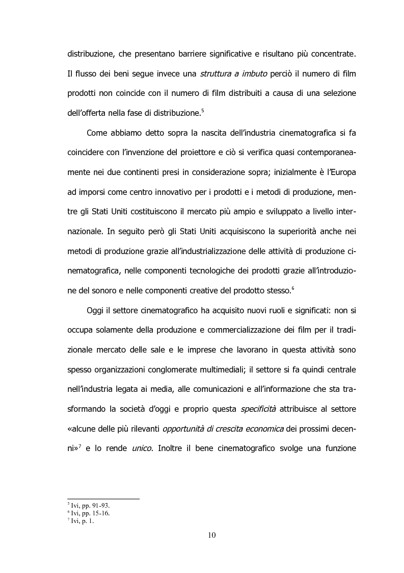 Anteprima della tesi: Il settore cinematografico italiano: prospettive di sviluppo tra industria e istituzioni, Pagina 6