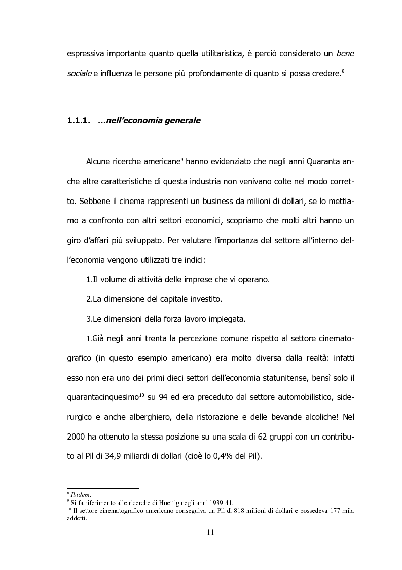 Anteprima della tesi: Il settore cinematografico italiano: prospettive di sviluppo tra industria e istituzioni, Pagina 7