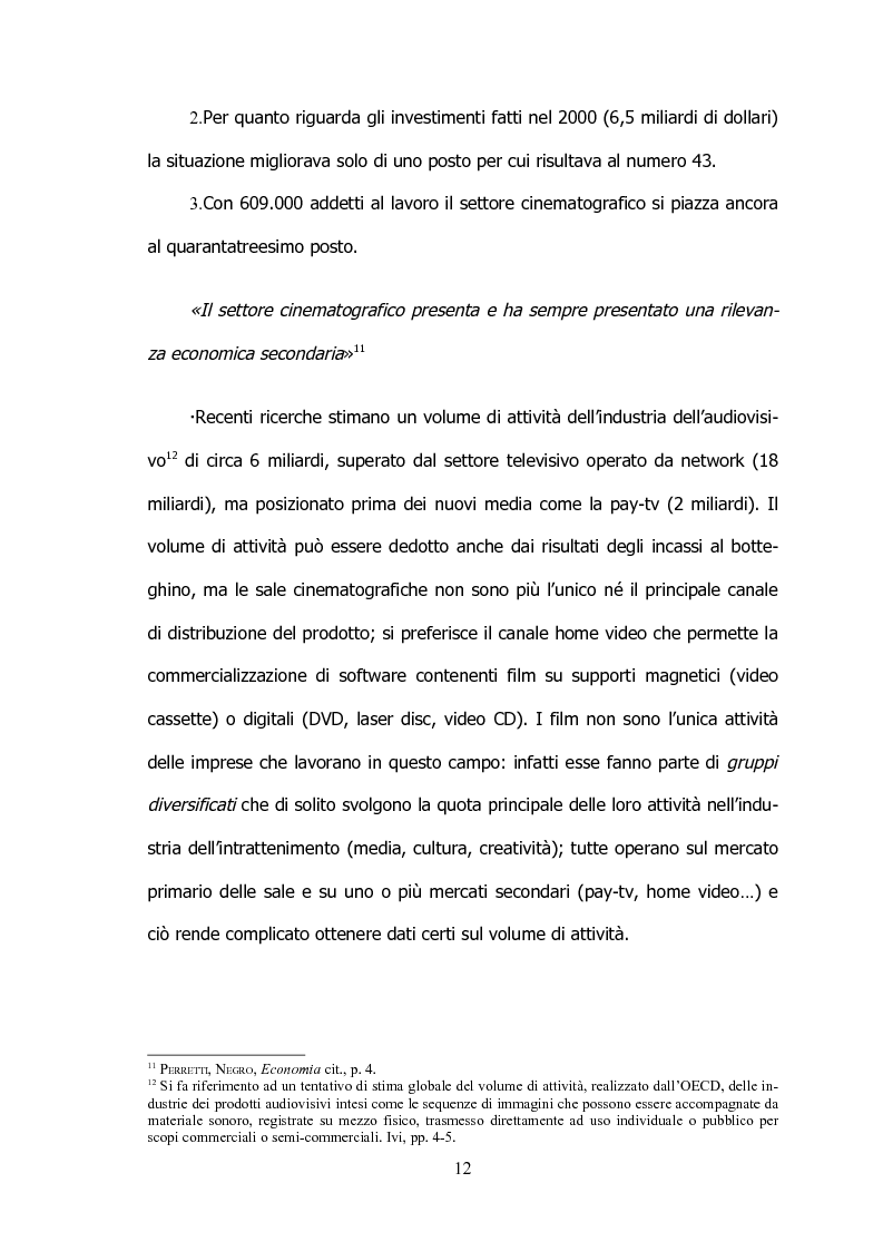 Anteprima della tesi: Il settore cinematografico italiano: prospettive di sviluppo tra industria e istituzioni, Pagina 8