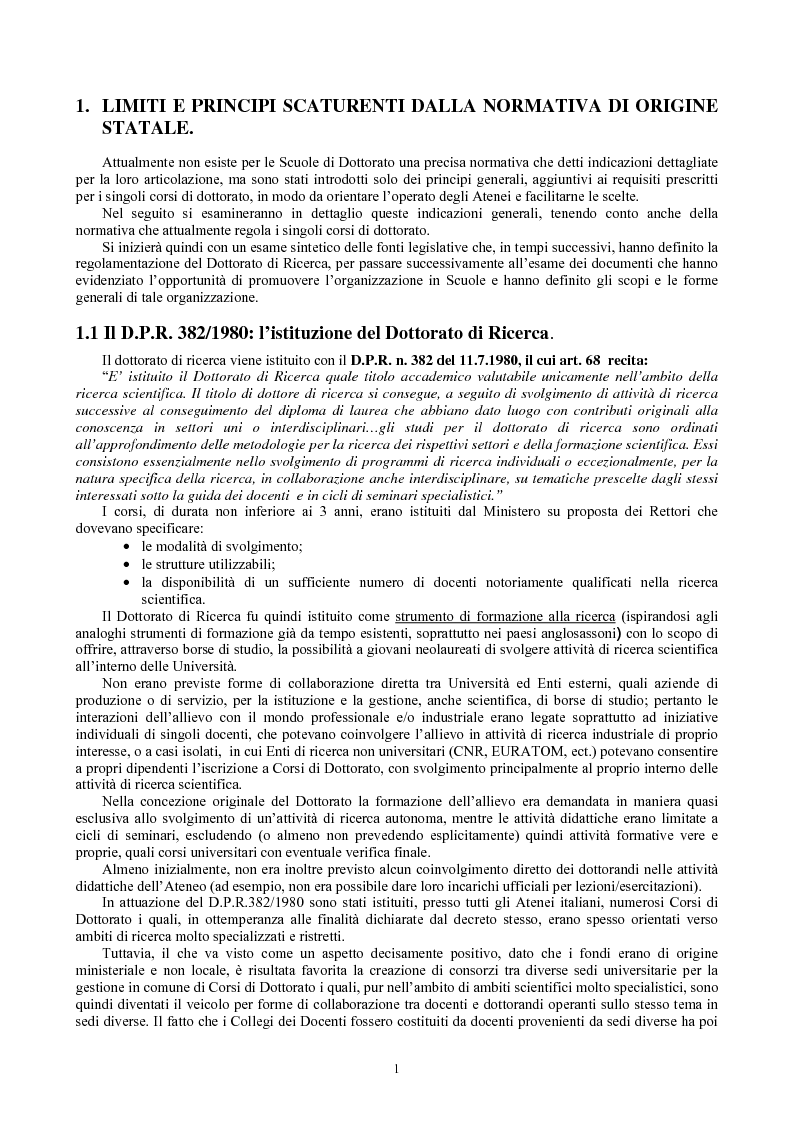 Anteprima della tesi: Le Scuole di dottorato di ricerca: analisi dei modelli e delle problematiche didattico-scientifiche ed amministrative, Pagina 2