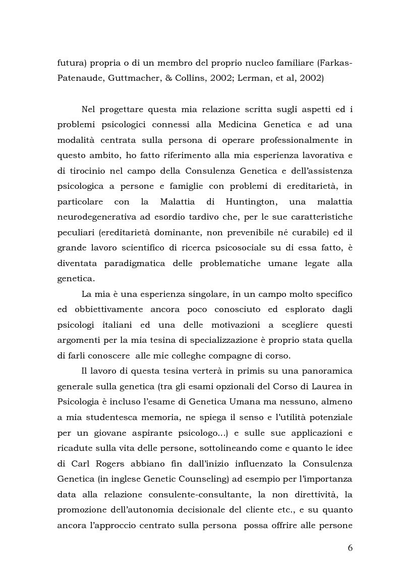 Anteprima della tesi: Psicologia e Medicina Genetica: Promuovere la Salute secondo l’Approccio Centrato sulla Persona, Pagina 4