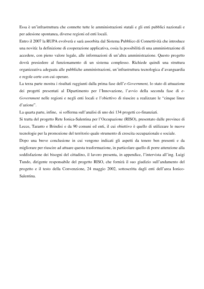 Anteprima della tesi: Il contributo dell'e-government nell'incremento dei servizi resi al cittadino, Pagina 2