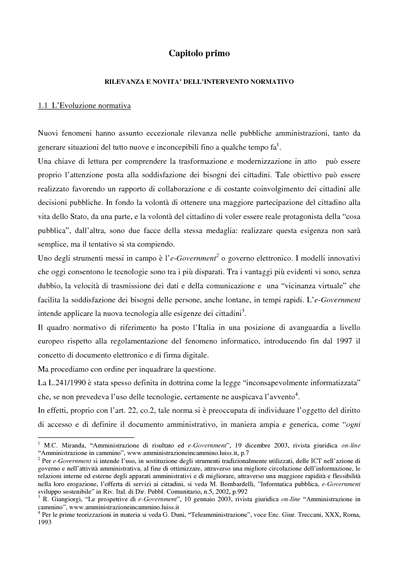 Anteprima della tesi: Il contributo dell'e-government nell'incremento dei servizi resi al cittadino, Pagina 3