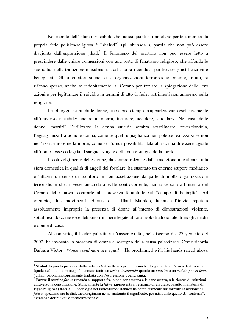 Anteprima della tesi: Terrorismo al femminile: Cecenia e Palestina a confronto, Pagina 2