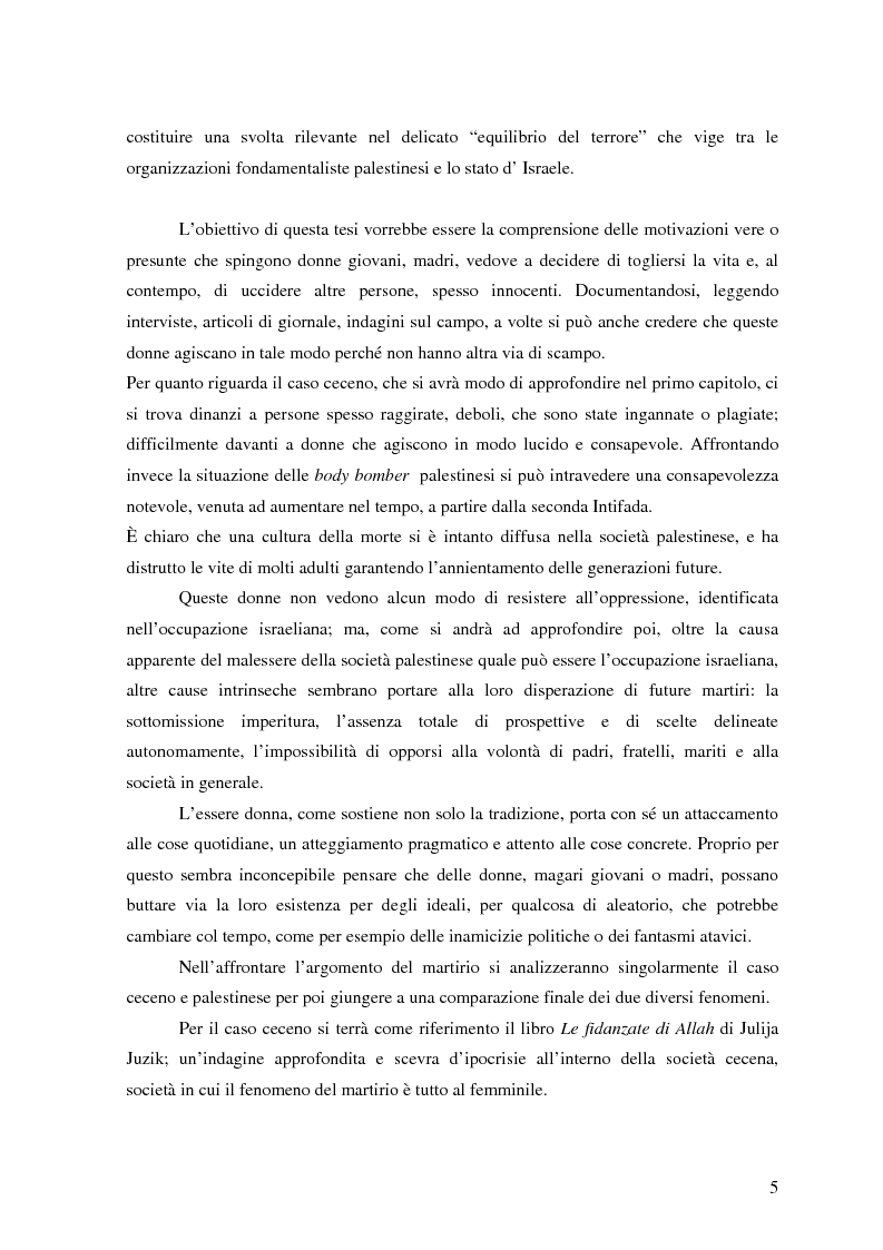 Anteprima della tesi: Terrorismo al femminile: Cecenia e Palestina a confronto, Pagina 4