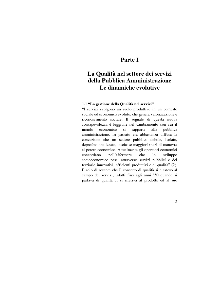 Anteprima della tesi: La Gestione della qualità nella Pubblica Amministrazione - L’esperienza del Comune di Bologna, Pagina 3