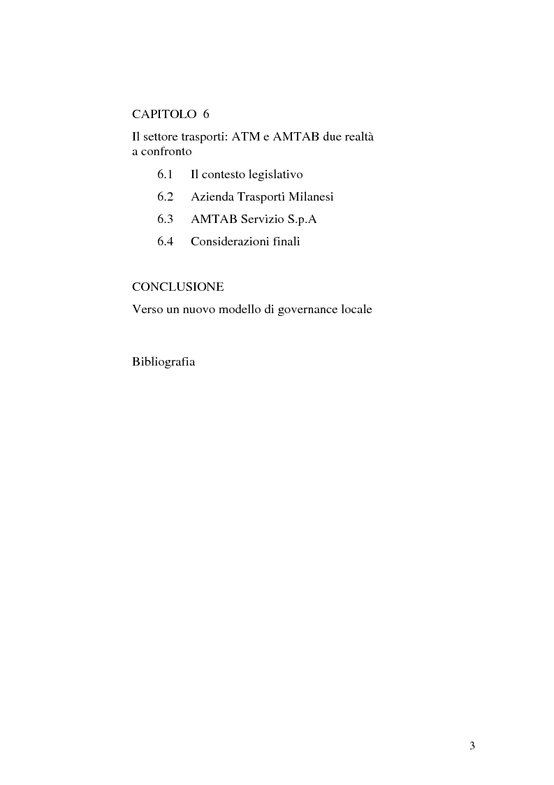 Indice della tesi: La governance nei gruppi di interesse locale, Pagina 3