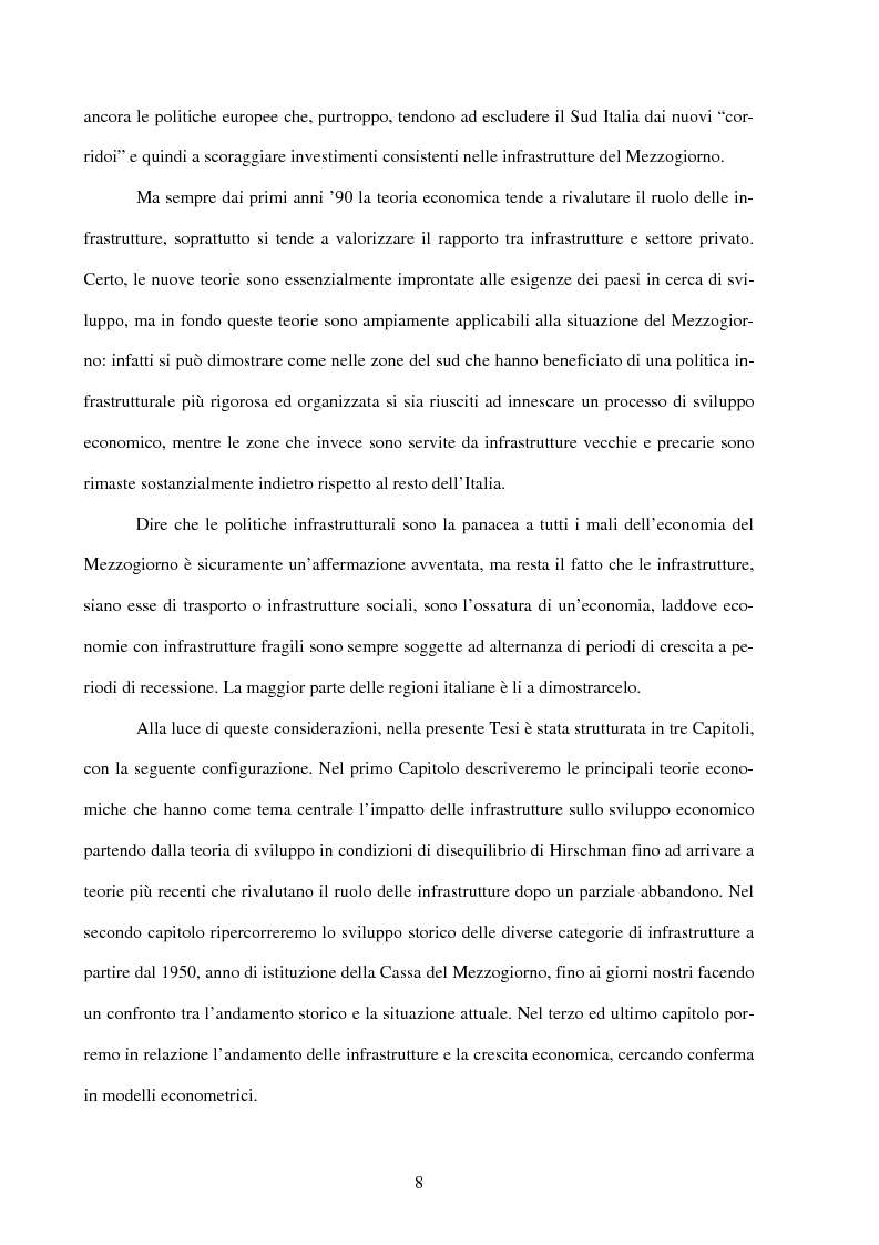 Anteprima della tesi: Politiche infrastrutturali per lo sviluppo economico del Mezzogiorno d'Italia: Teorie ed Effetti, Pagina 5