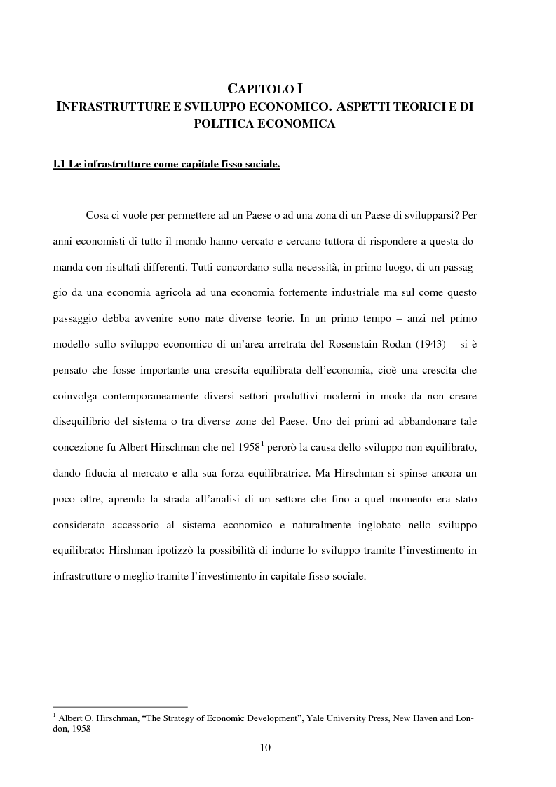 Anteprima della tesi: Politiche infrastrutturali per lo sviluppo economico del Mezzogiorno d'Italia: Teorie ed Effetti, Pagina 7