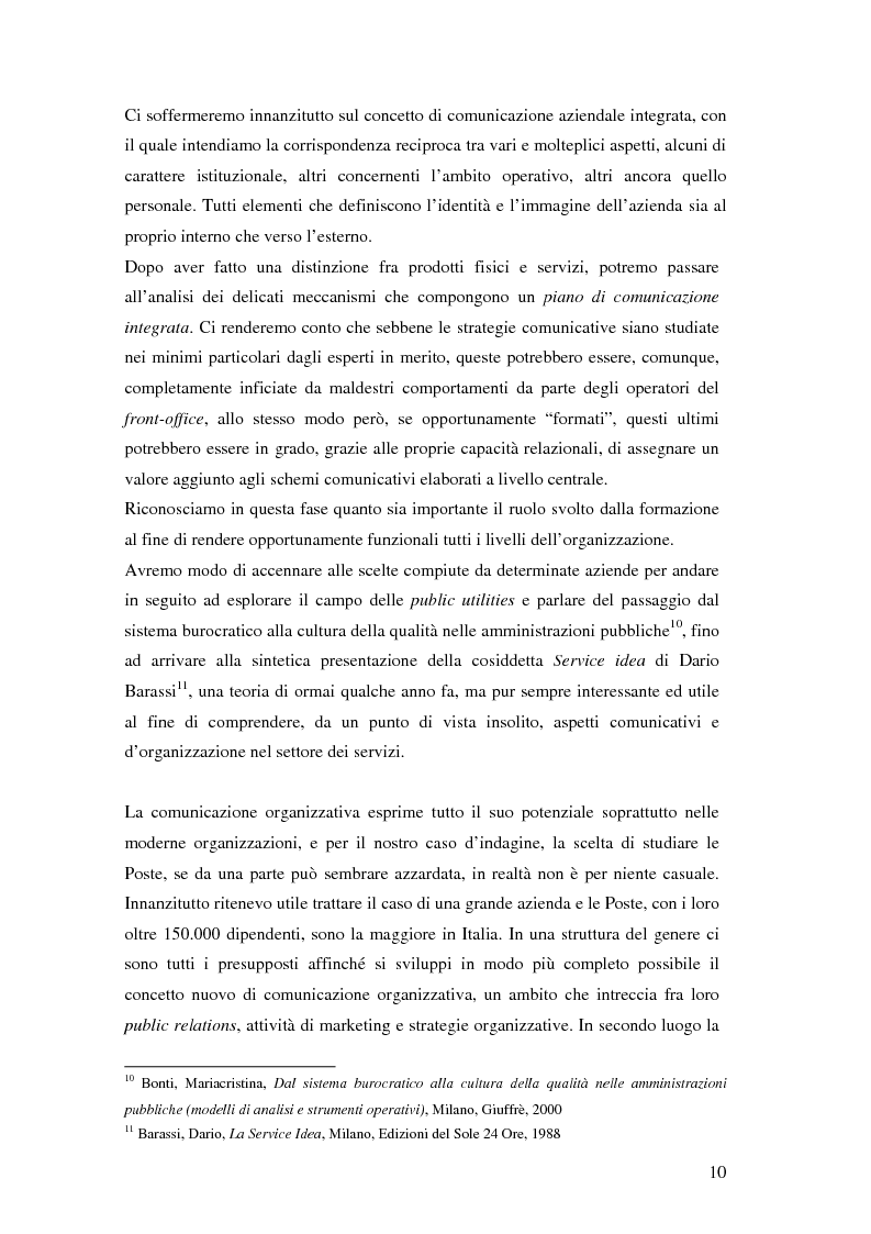 Anteprima della tesi: Evoluzione della comunicazione organizzativa in una Public Utility - il caso Poste Italiane, Pagina 6