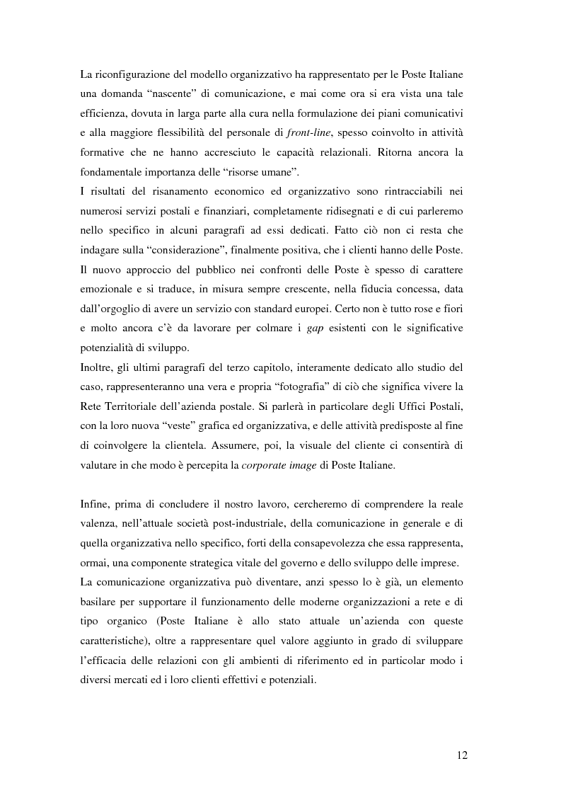 Anteprima della tesi: Evoluzione della comunicazione organizzativa in una Public Utility - il caso Poste Italiane, Pagina 8