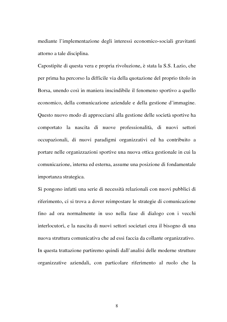 Anteprima della tesi: La gestione dell'area comunicazione e marketing in una moderna società sportiva: il caso S.S. Lazio, Pagina 4