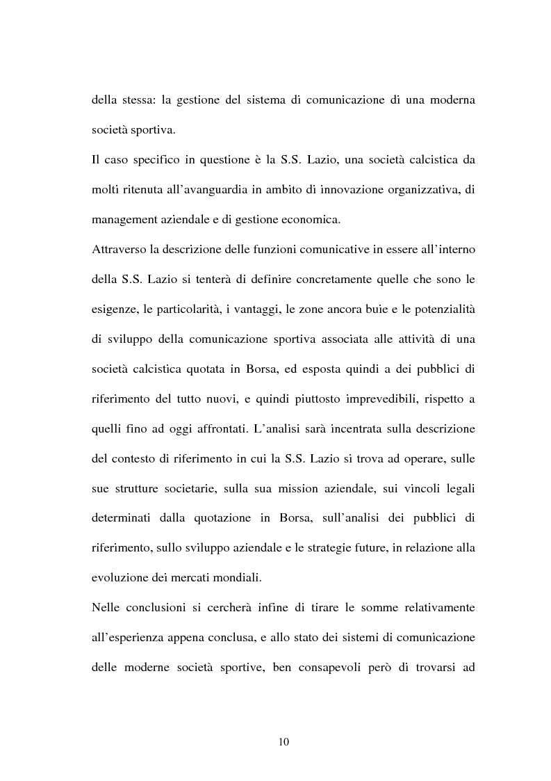 Anteprima della tesi: La gestione dell'area comunicazione e marketing in una moderna società sportiva: il caso S.S. Lazio, Pagina 6