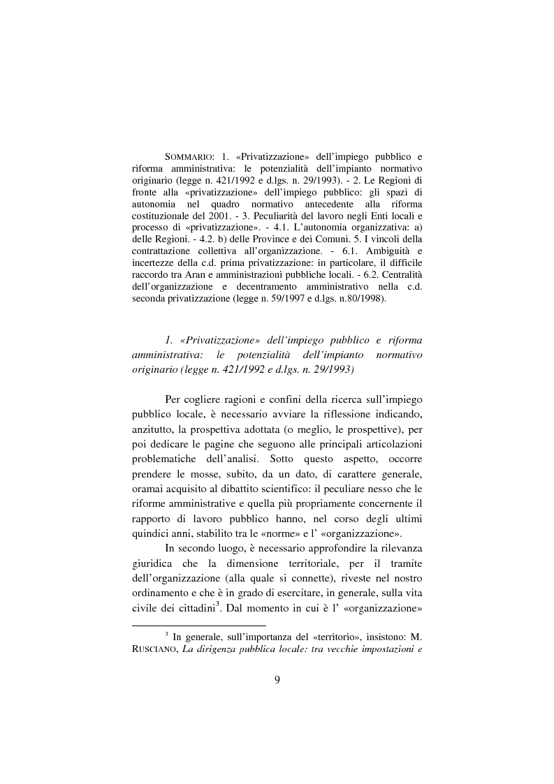 Anteprima della tesi: Il lavoro pubblico locale. Decentramento istituzionale e rapporti ''flessibili''., Pagina 2