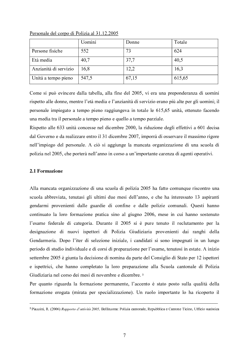 Anteprima della tesi: Polizia cantonale ticinese: organizzazione e prospettive di sviluppo nel processo di cambiamento e miglioramento., Pagina 4