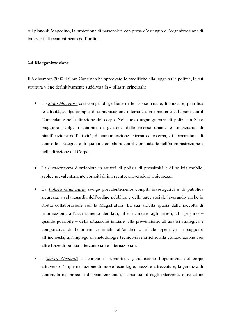 Anteprima della tesi: Polizia cantonale ticinese: organizzazione e prospettive di sviluppo nel processo di cambiamento e miglioramento., Pagina 6