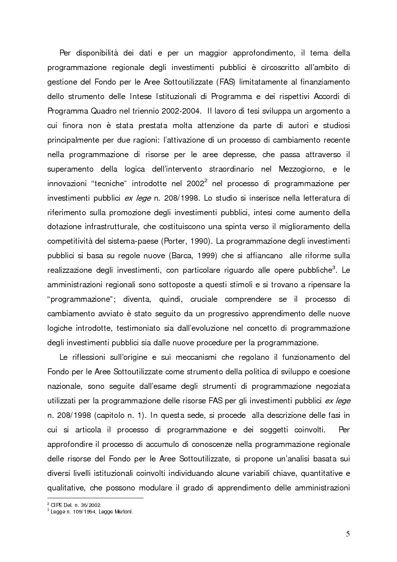 Anteprima della tesi: Accumulo di conoscenze nella programmazione regionale degli investimenti pubblici, Pagina 2