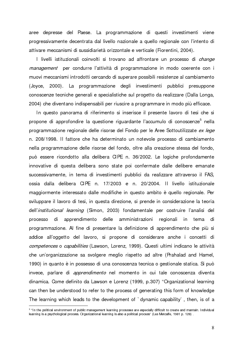 Anteprima della tesi: Accumulo di conoscenze nella programmazione regionale degli investimenti pubblici, Pagina 5