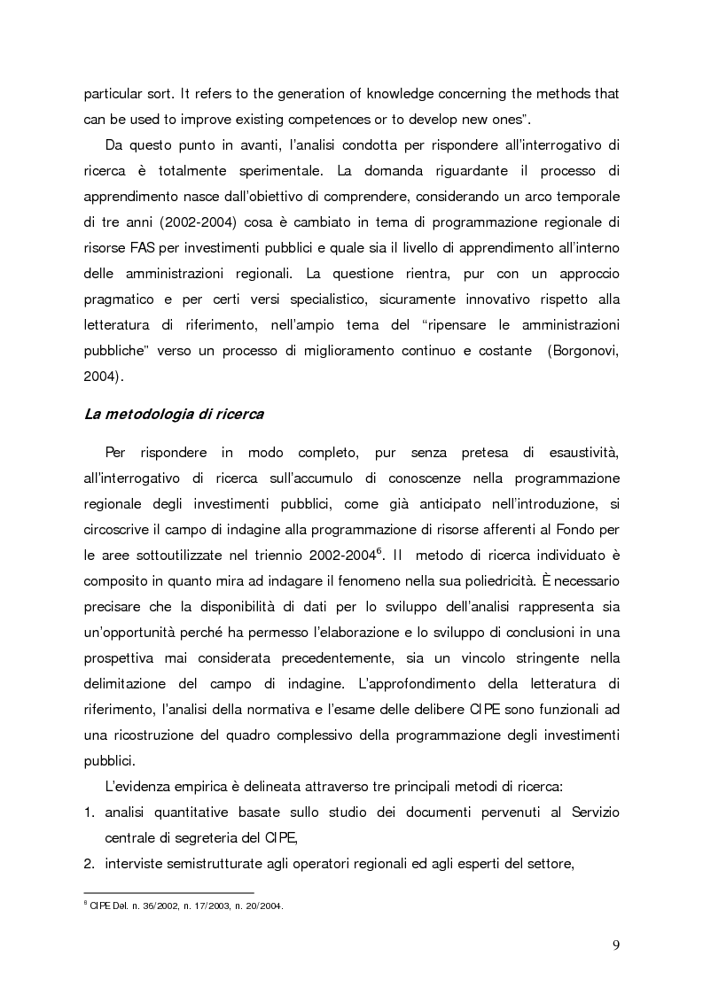 Anteprima della tesi: Accumulo di conoscenze nella programmazione regionale degli investimenti pubblici, Pagina 6