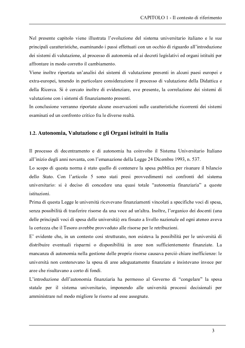 Anteprima della tesi: La valutazione del sistema universitario: un modello di analisi, Pagina 15