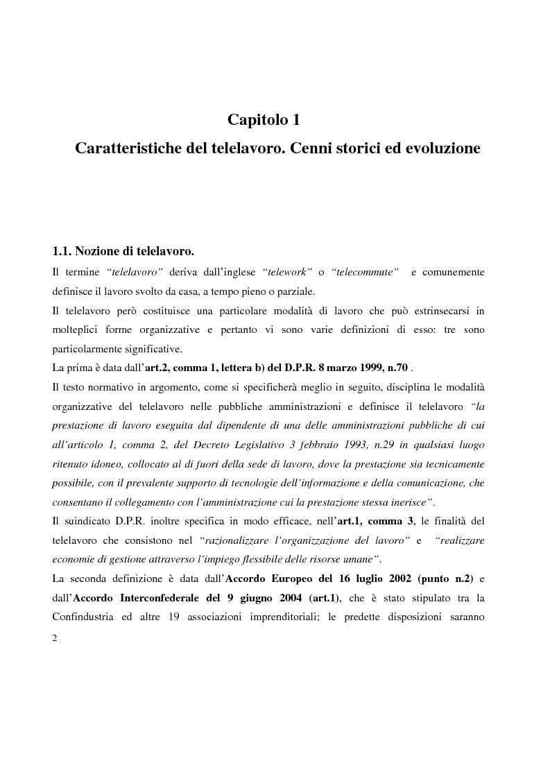 Anteprima della tesi: Problemi in tema di Telelavoro, Pagina 2
