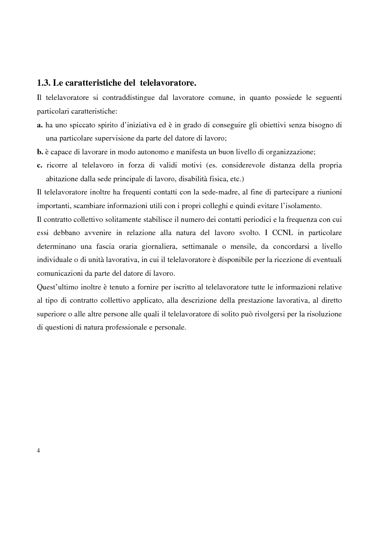 Anteprima della tesi: Problemi in tema di Telelavoro, Pagina 4