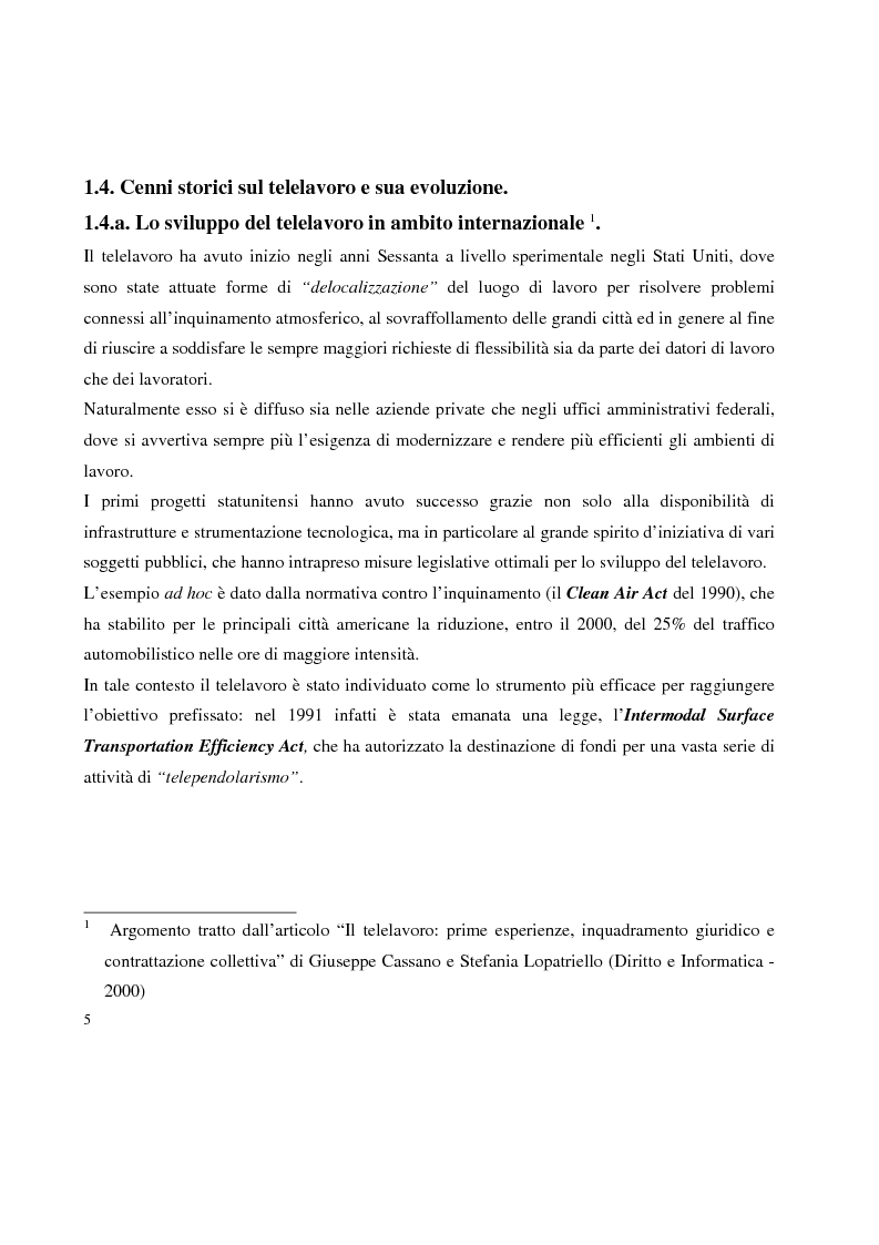 Anteprima della tesi: Problemi in tema di Telelavoro, Pagina 5
