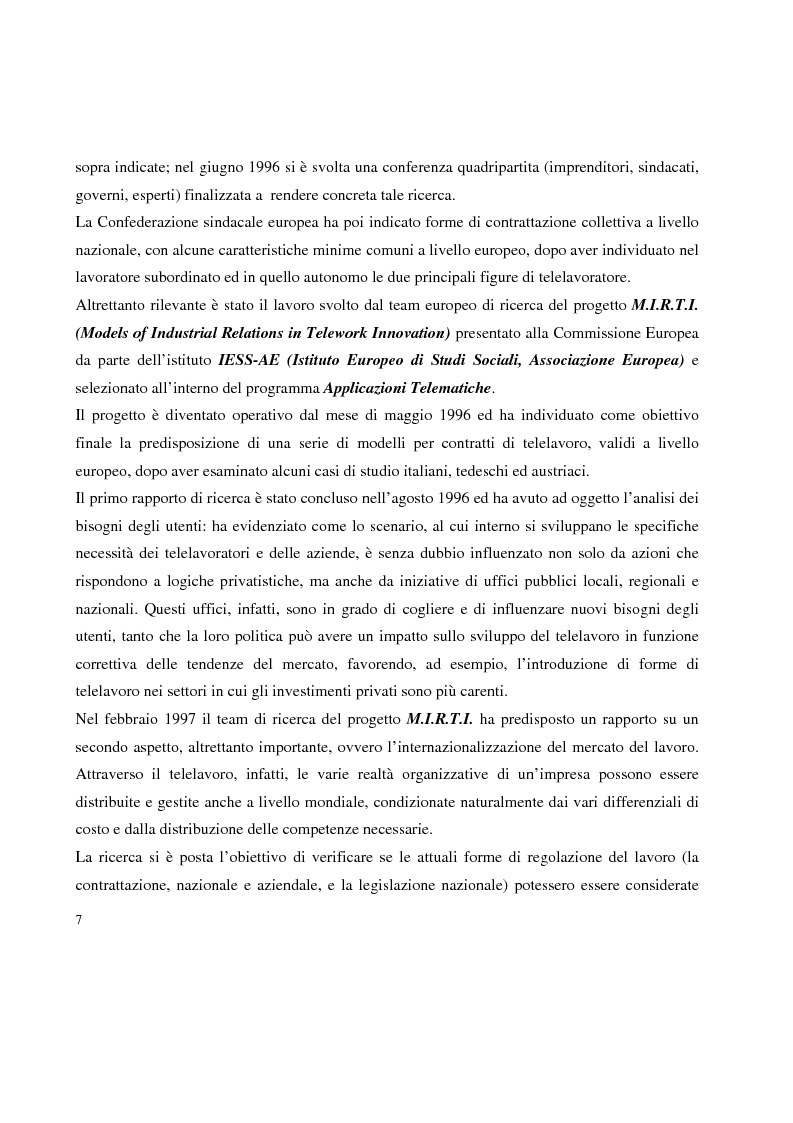 Anteprima della tesi: Problemi in tema di Telelavoro, Pagina 7