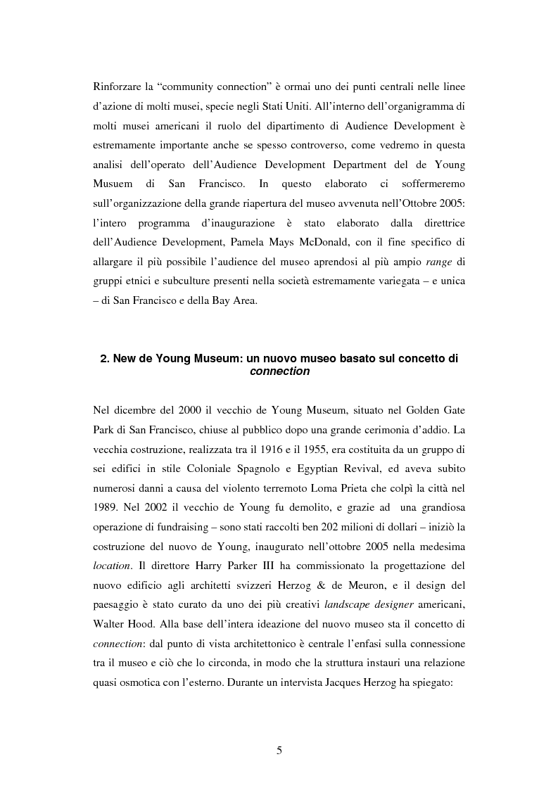 Anteprima della tesi: Strategie di Audience Development del new de Young Museum di San Francisco - The grand opening 2005, Pagina 3