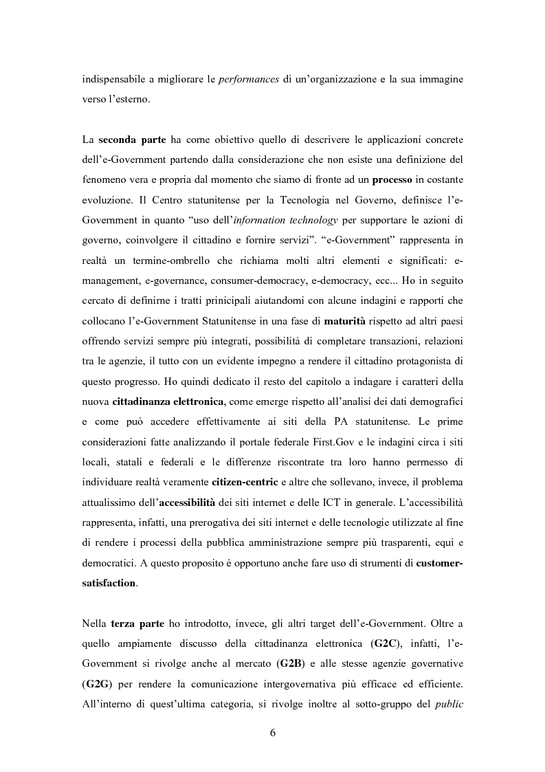 Anteprima della tesi: L'E-Government negli Stati Uniti d'America: dalla PA on line all'E-democracy, Pagina 5