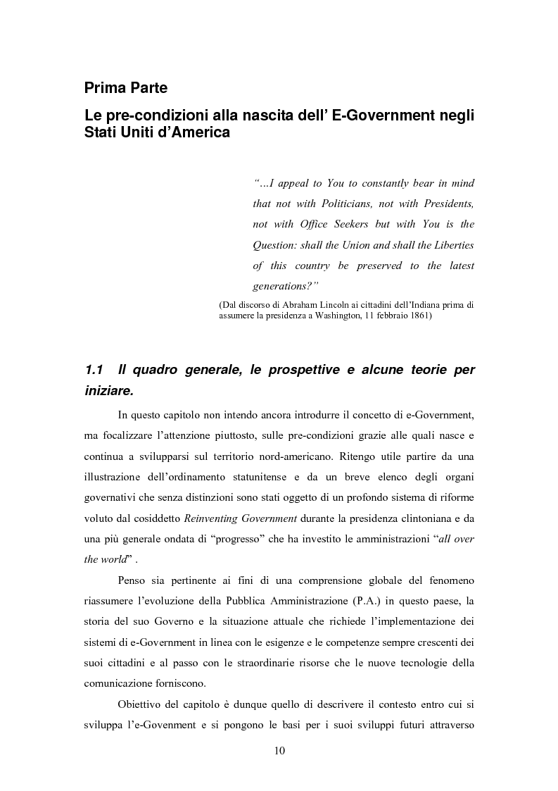 Anteprima della tesi: L'E-Government negli Stati Uniti d'America: dalla PA on line all'E-democracy, Pagina 9