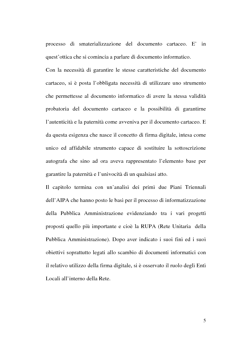 Anteprima della tesi: L'evoluzione della firma digitale: dal documento informatico all'amministrazione digitale, Pagina 3