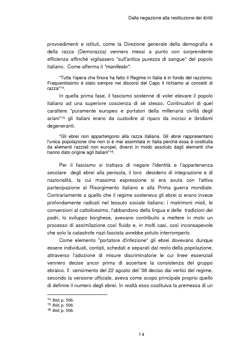 Anteprima della tesi: Il reinserimento dei perseguitati razziali nel secondo dopoguerra. L'itinerario della legge n. 96 del 10 marzo 1955, Pagina 10