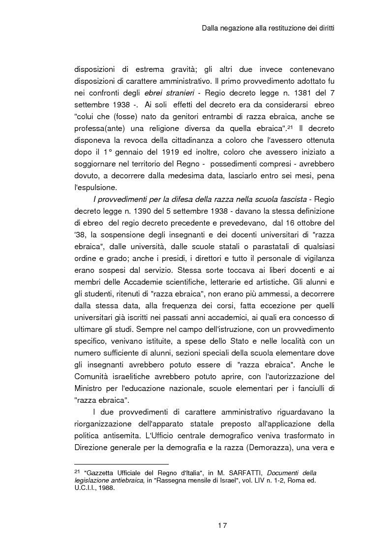 Anteprima della tesi: Il reinserimento dei perseguitati razziali nel secondo dopoguerra. L'itinerario della legge n. 96 del 10 marzo 1955, Pagina 13