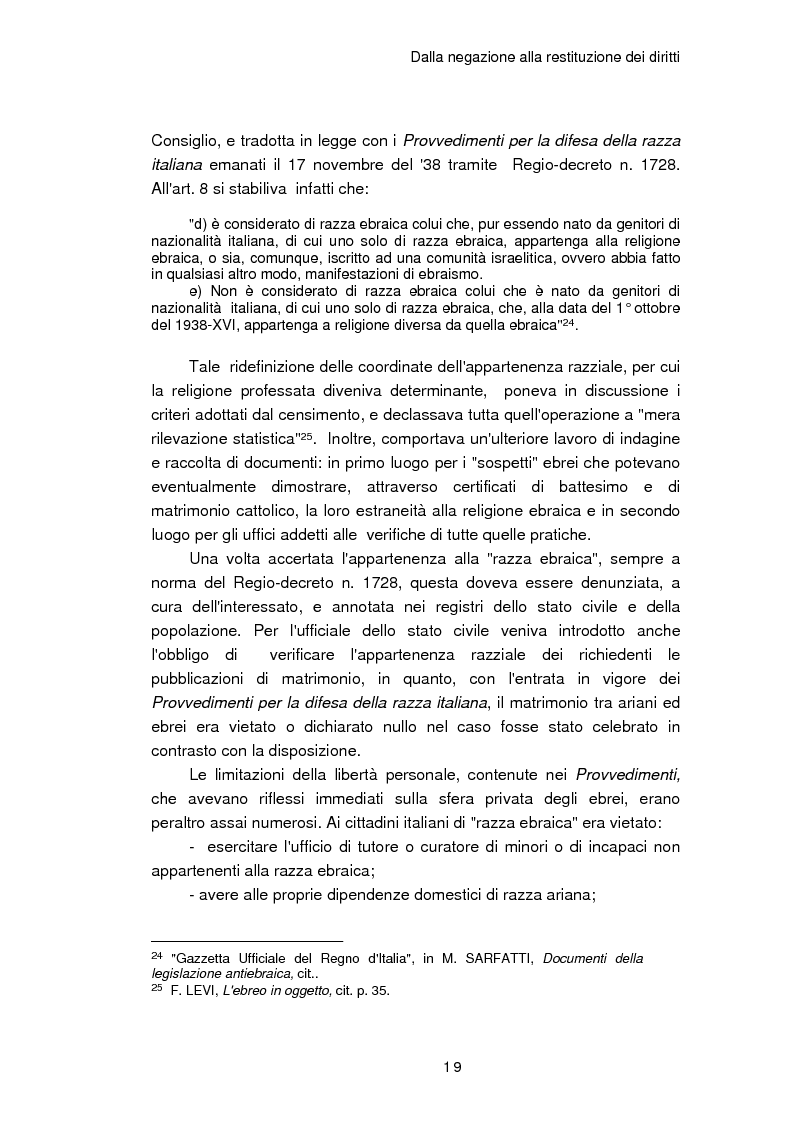 Anteprima della tesi: Il reinserimento dei perseguitati razziali nel secondo dopoguerra. L'itinerario della legge n. 96 del 10 marzo 1955, Pagina 15