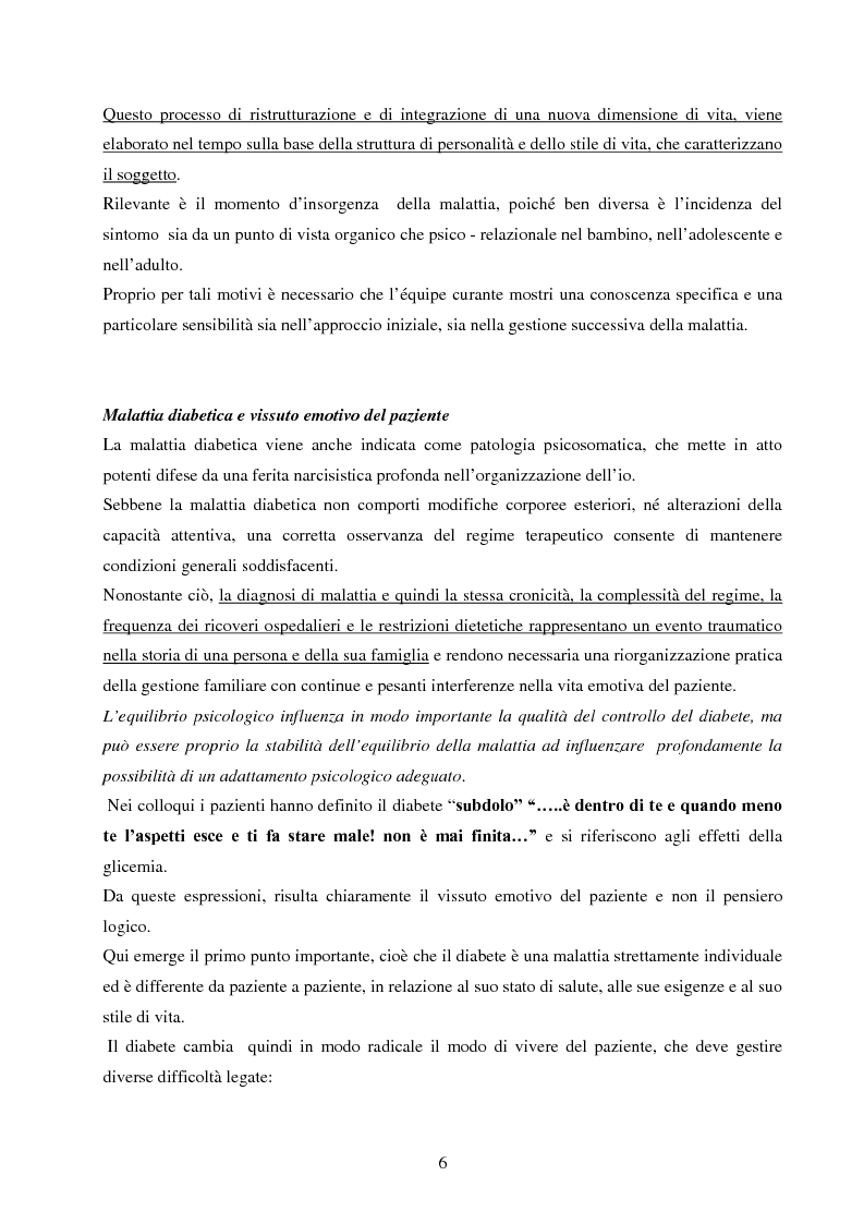 Anteprima della tesi: Psicopatologia di cronicità: vissuto emotivo di malattia cronica in pazienti diabetici complicati arti inferiori, Pagina 5